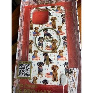 Poppy iPhone 16 Pro Max Back Case MagSafe Compatible Dog American Flag